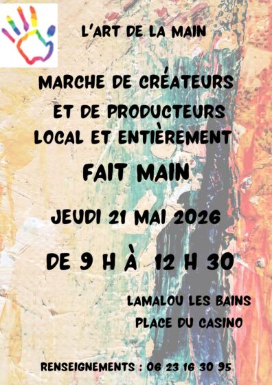 Jeudi 21 Mai à partir de 9h30 – Marché Créateurs et Producteurs