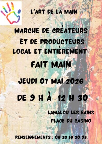 Jeudi 07 Mai à partir de 9h30 – Marché Créateurs et Producteurs