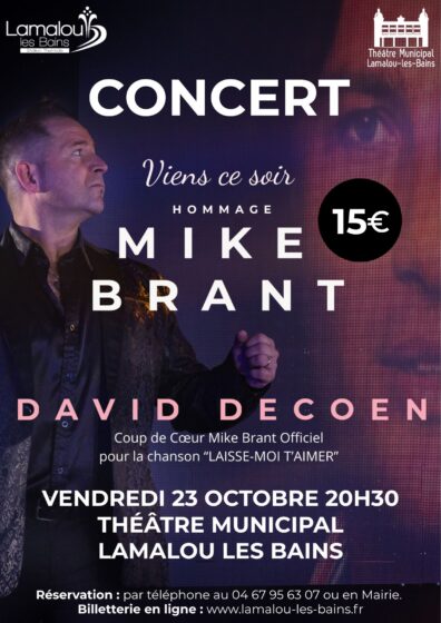 Concert Hommage à Mike Brant – Vendredi 23 Octobre 20h30