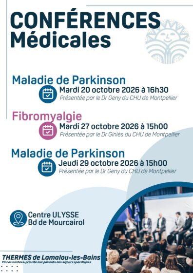 Conférences Médicales pour le mois d&rsquo;Octobre par les Thermes de Lamalou les Bains